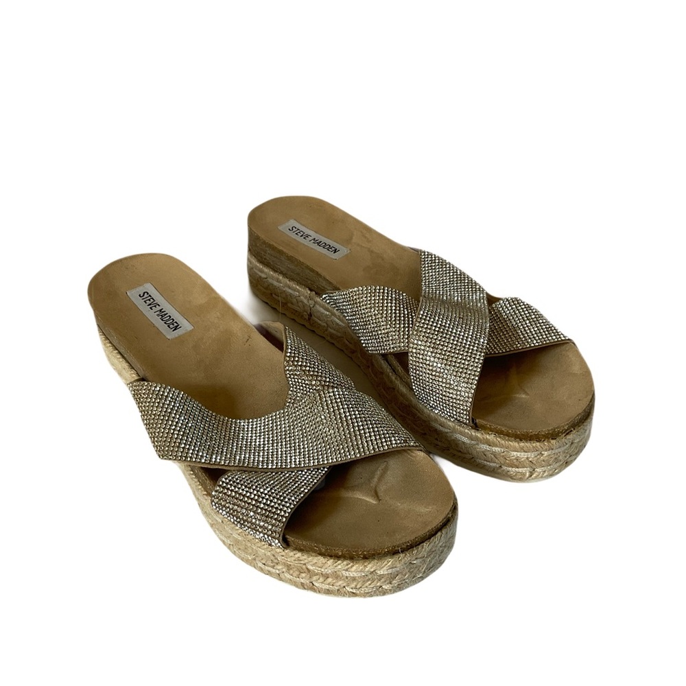 Steve Madden Rhinestone Espadrille Sandals - Glamorous Platform Slides